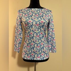 EUC Vineyard Vines Blue and White Flamingo Print Top size XXS